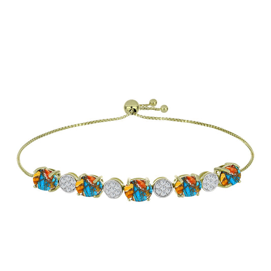 Goldplattiertes Silberarmband mit Austerntürkis und weißem Topas