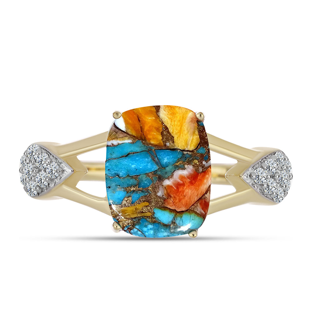 Goldplattierter Silberring mit Austerntürkis und weißem Topas 1 