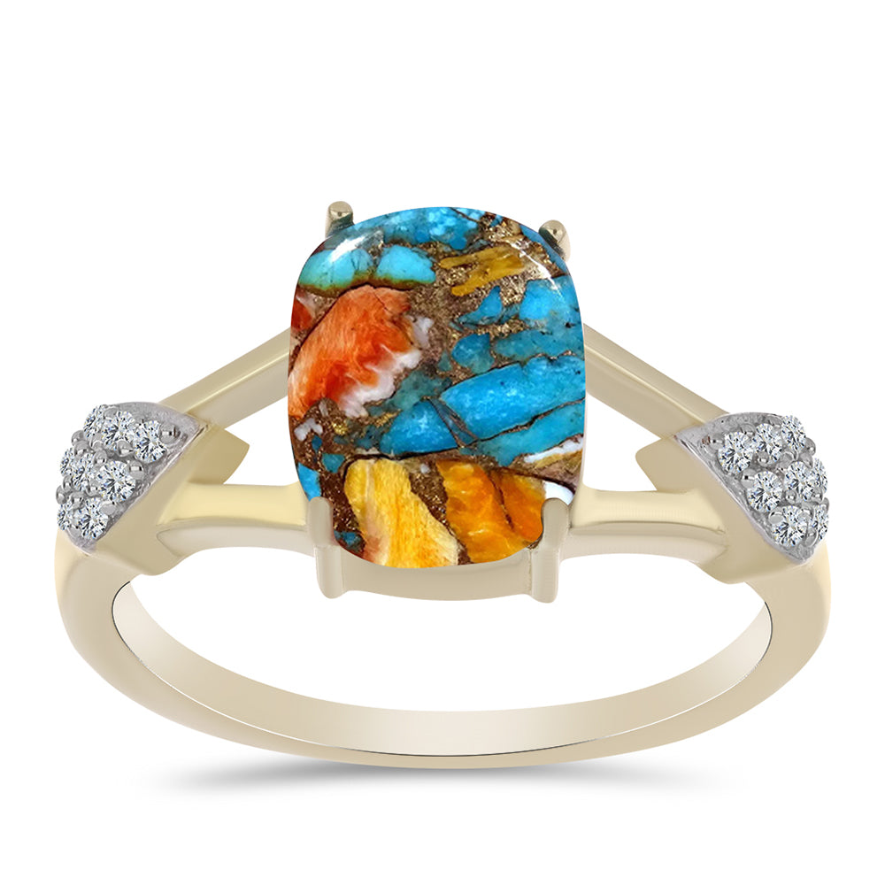 Goldplattierter Silberring mit Austerntürkis und weißem Topas 3 