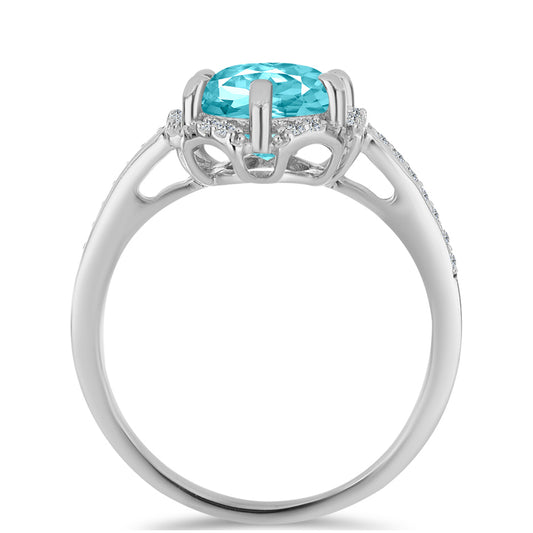 Silberring mit Paraiba Quarz und weißem Topas