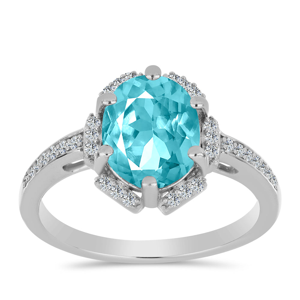 Silberring mit Paraiba Quarz und weißem Topas 3 