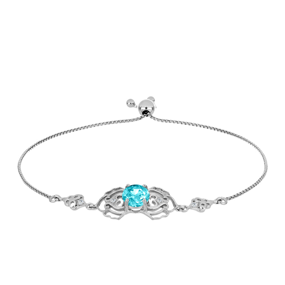 Silberarmband mit Paraiba Quarz und weißem Topas