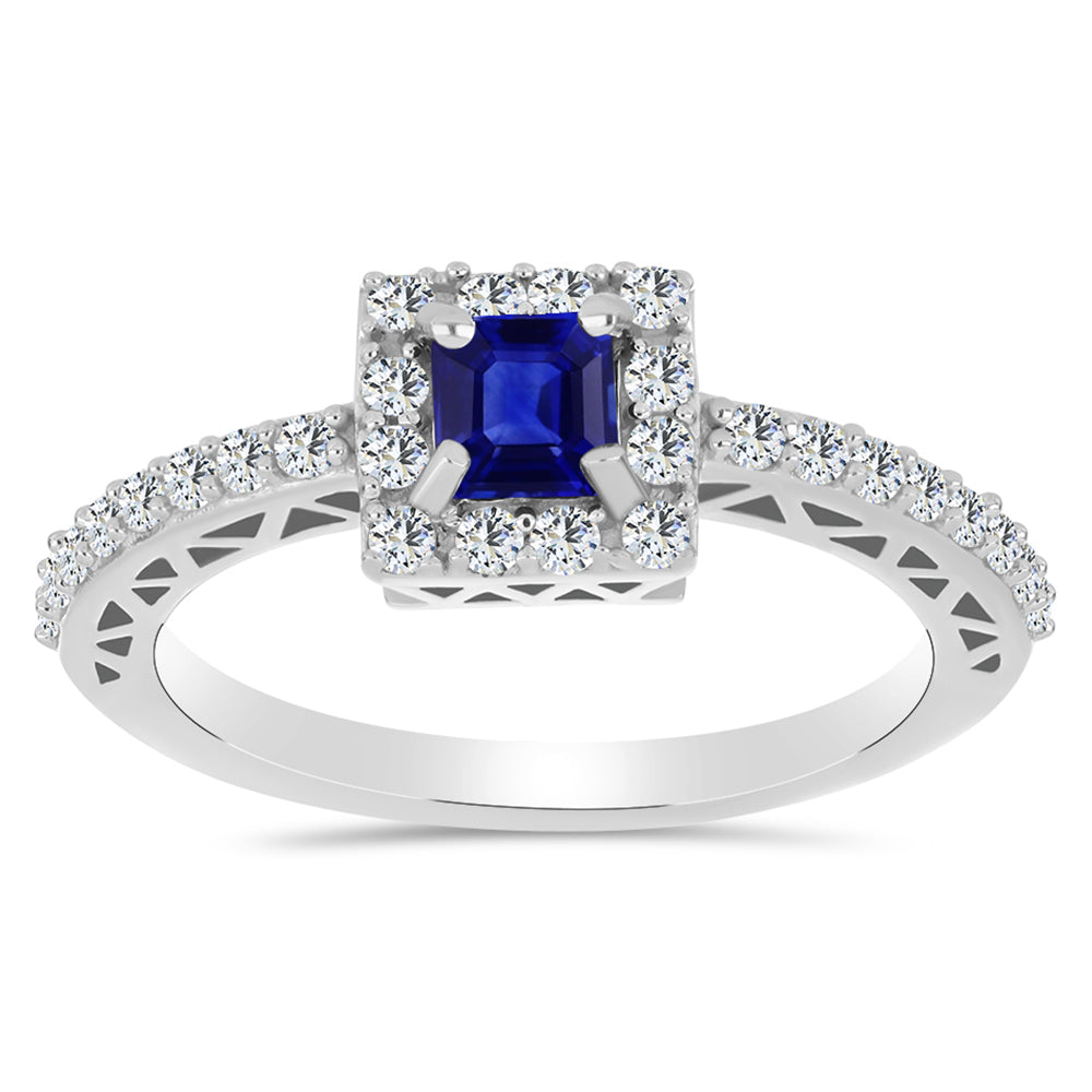 Silberring mit australischem blauem Saphir und weißem Topas