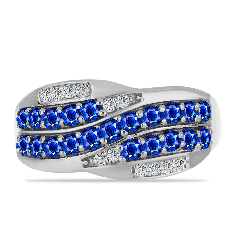 Silberring mit australischem blauem Saphir und weißem Topas 1 