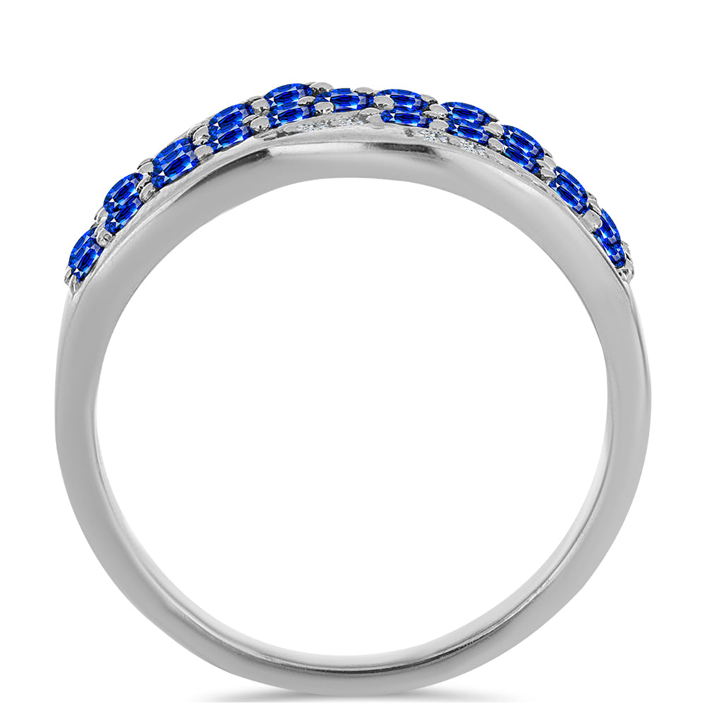 Silberring mit australischem blauem Saphir und weißem Topas