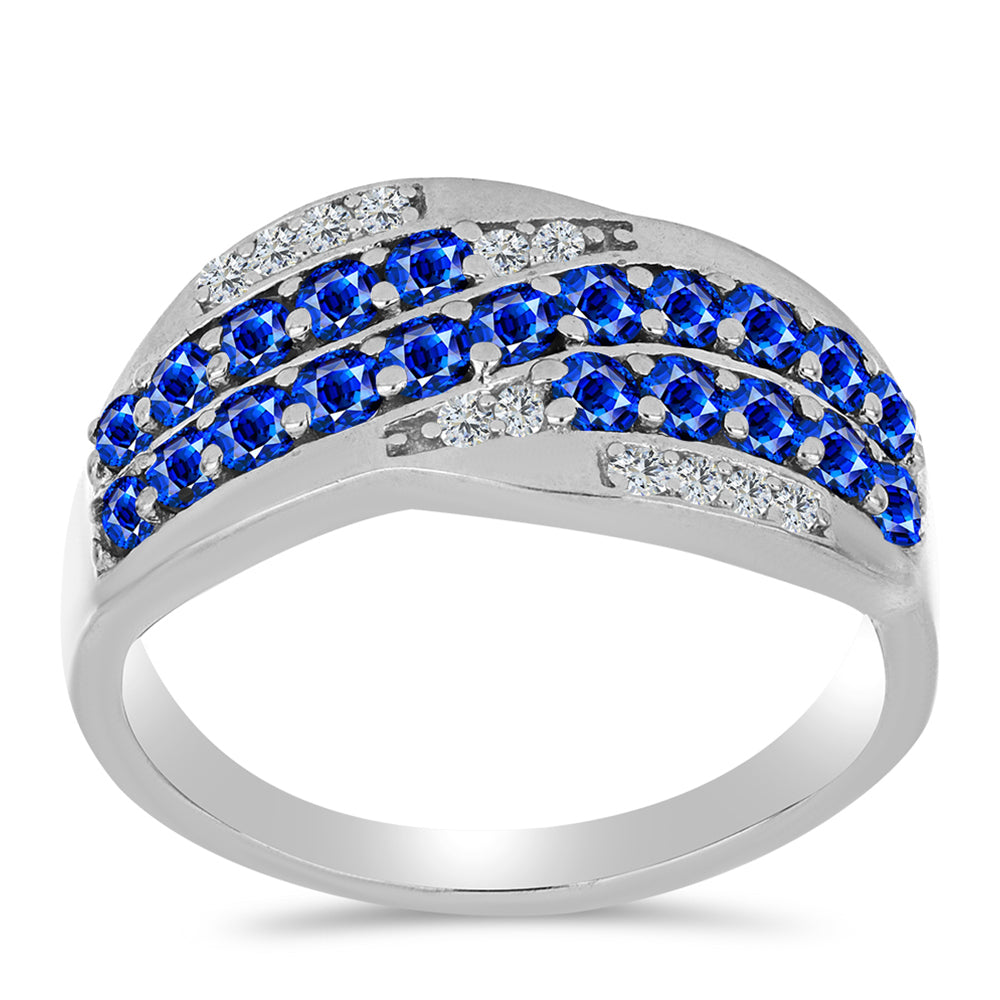 Silberring mit australischem blauem Saphir und weißem Topas 3 