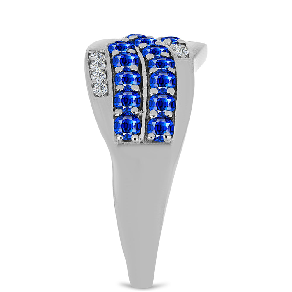 Silberring mit australischem blauem Saphir und weißem Topas 4 