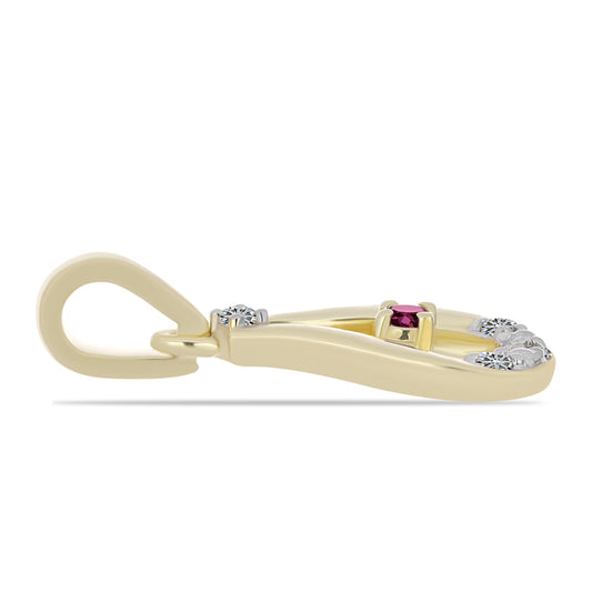 Goldplattierter Silberanhänger mit lila Diamant und weißem Diamant