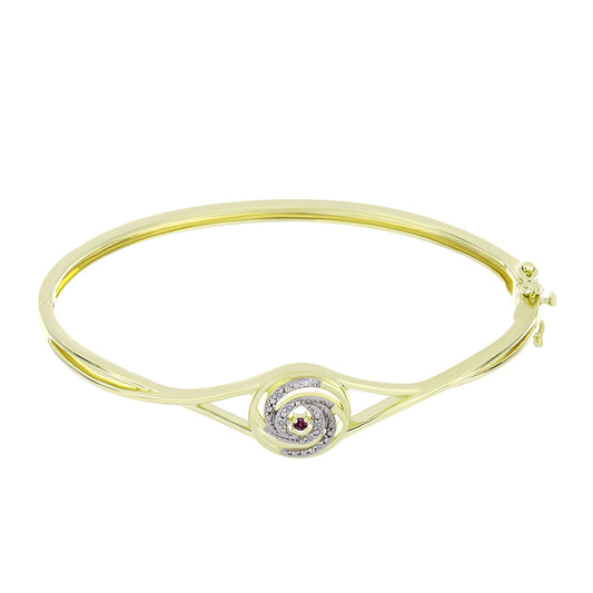 Goldplattiertes Silberarmband mit lila Diamant und weißem Diamant
