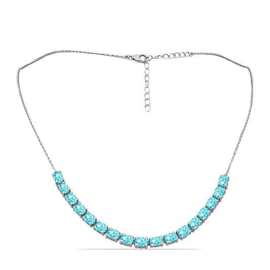 Silberhalskette mit Paraiba Quarz