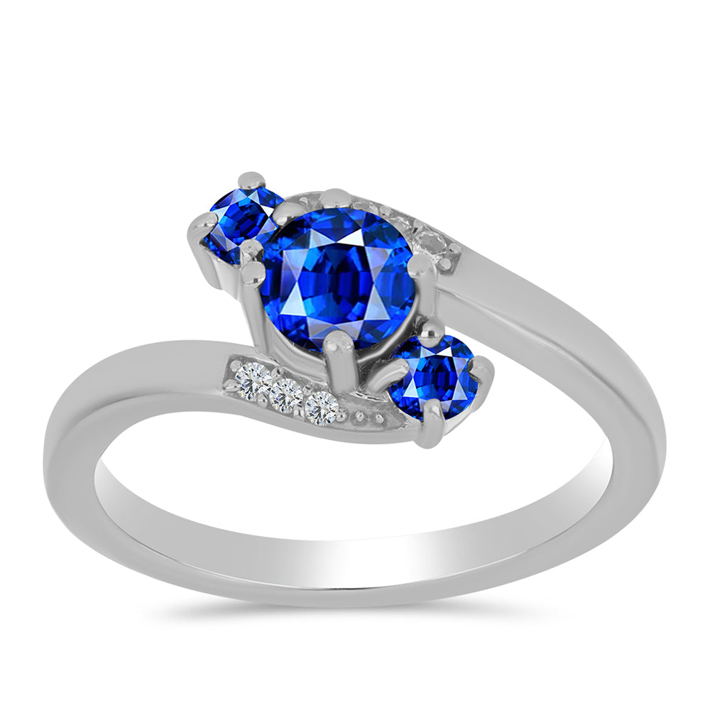 Silberring mit australischem blauem Saphir und weißem Topas 3 