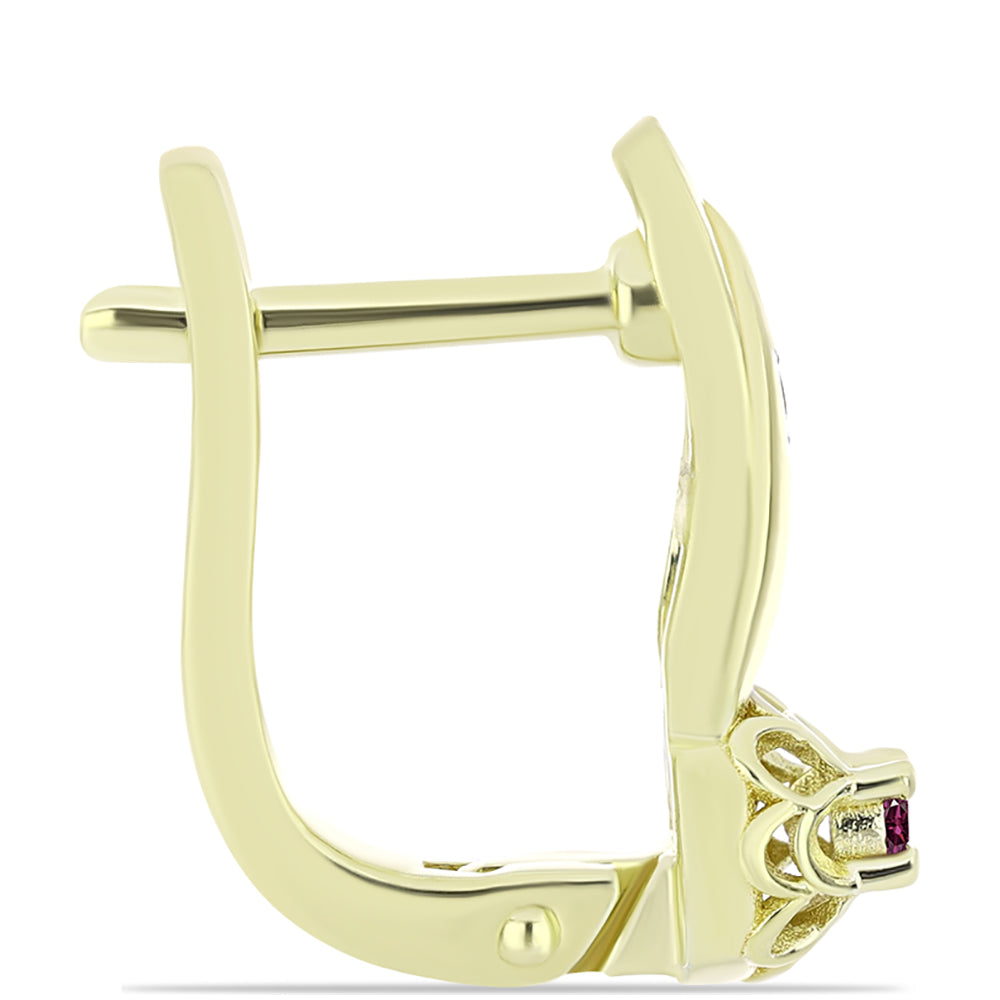 Goldplattierte Silberohrringe mit lila Diamant und weißem Diamant 2 