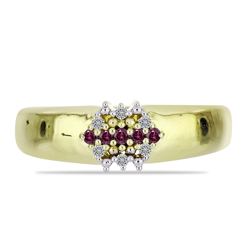 Goldplattierter Silberring mit lila Diamant und weißem Diamant 1 