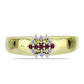 Goldplattierter Silberring mit lila Diamant und weißem Diamant