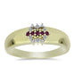Goldplattierter Silberring mit lila Diamant und weißem Diamant