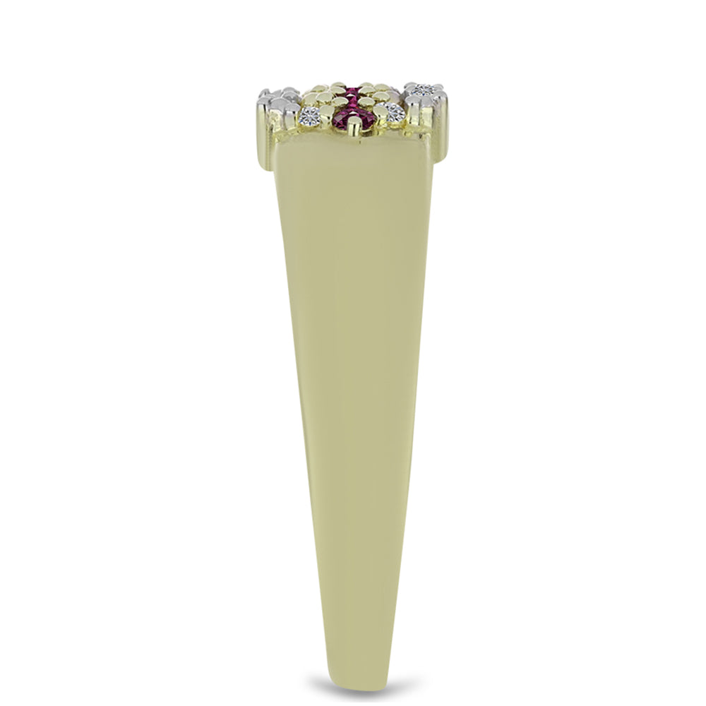 Goldplattierter Silberring mit lila Diamant und weißem Diamant 4 