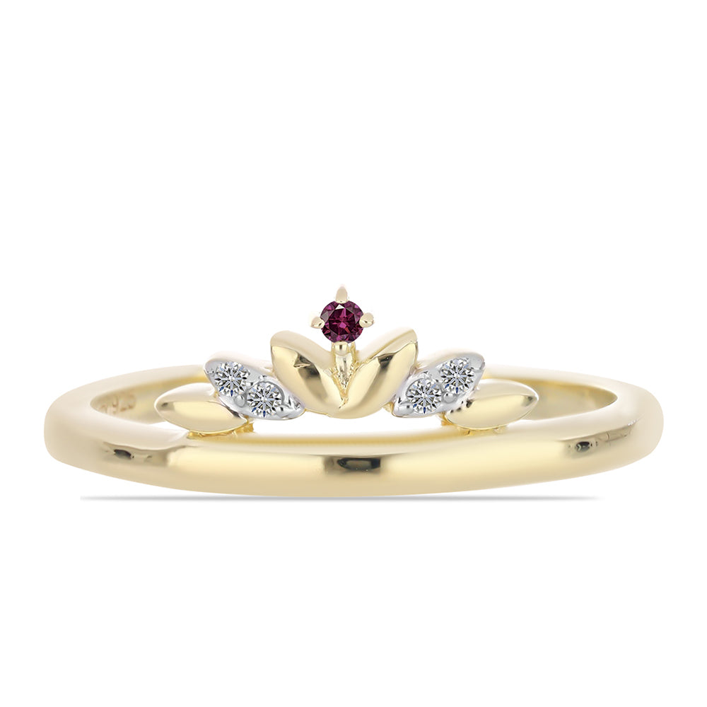 Goldplattierter Silberring mit lila Diamant und weißem Diamant 2 