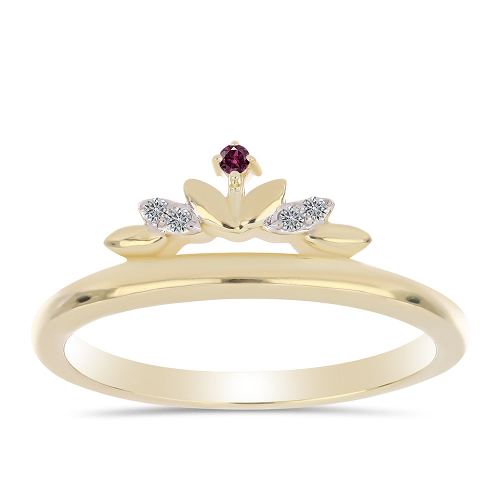 Goldplattierter Silberring mit lila Diamant und weißem Diamant 1 