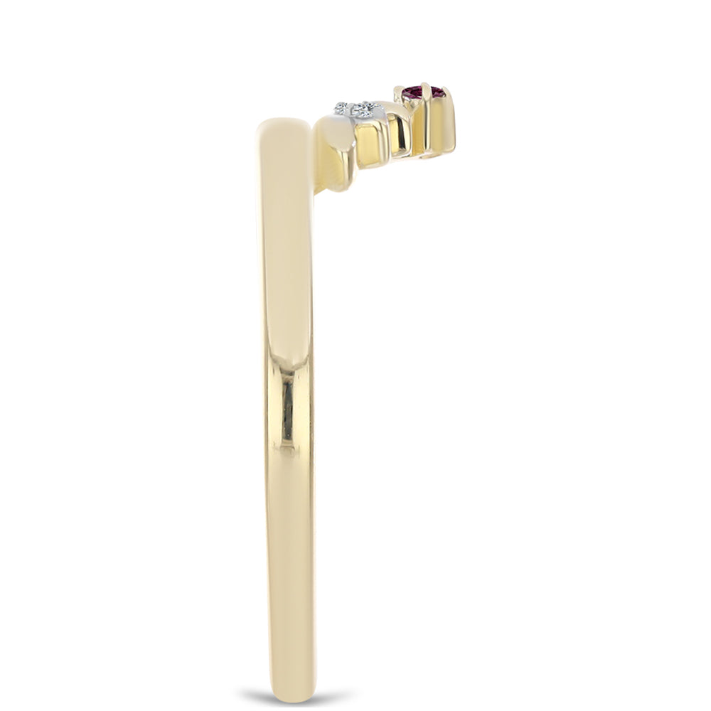 Goldplattierter Silberring mit lila Diamant und weißem Diamant 4 