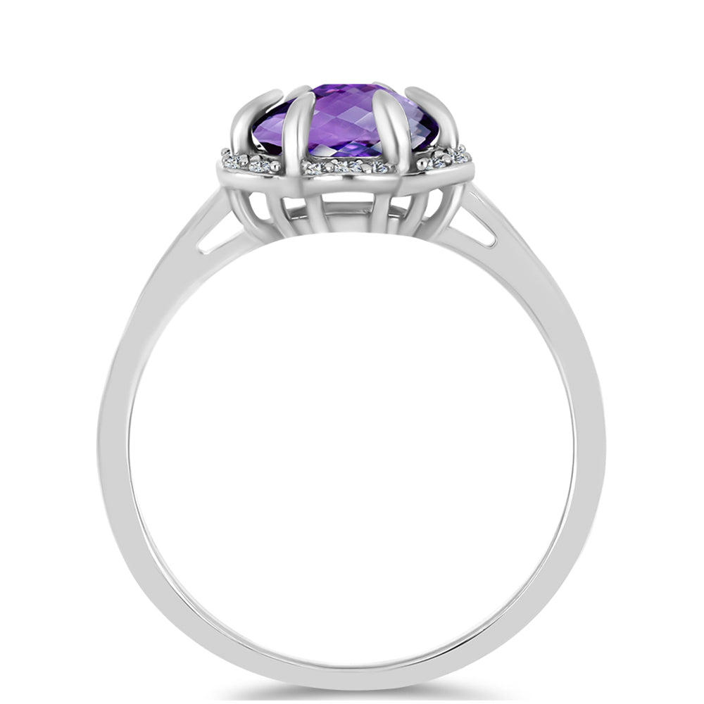 Silberring mit marokkanischem Amethyst und weißem Topas 2 