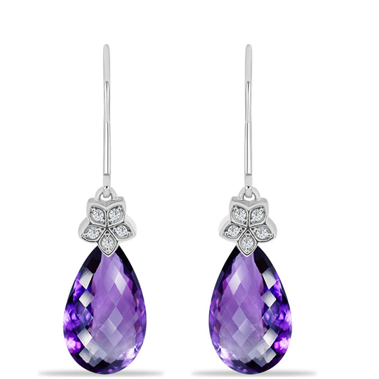Silberohrringe mit marokkanischem Amethyst und weißem Topas