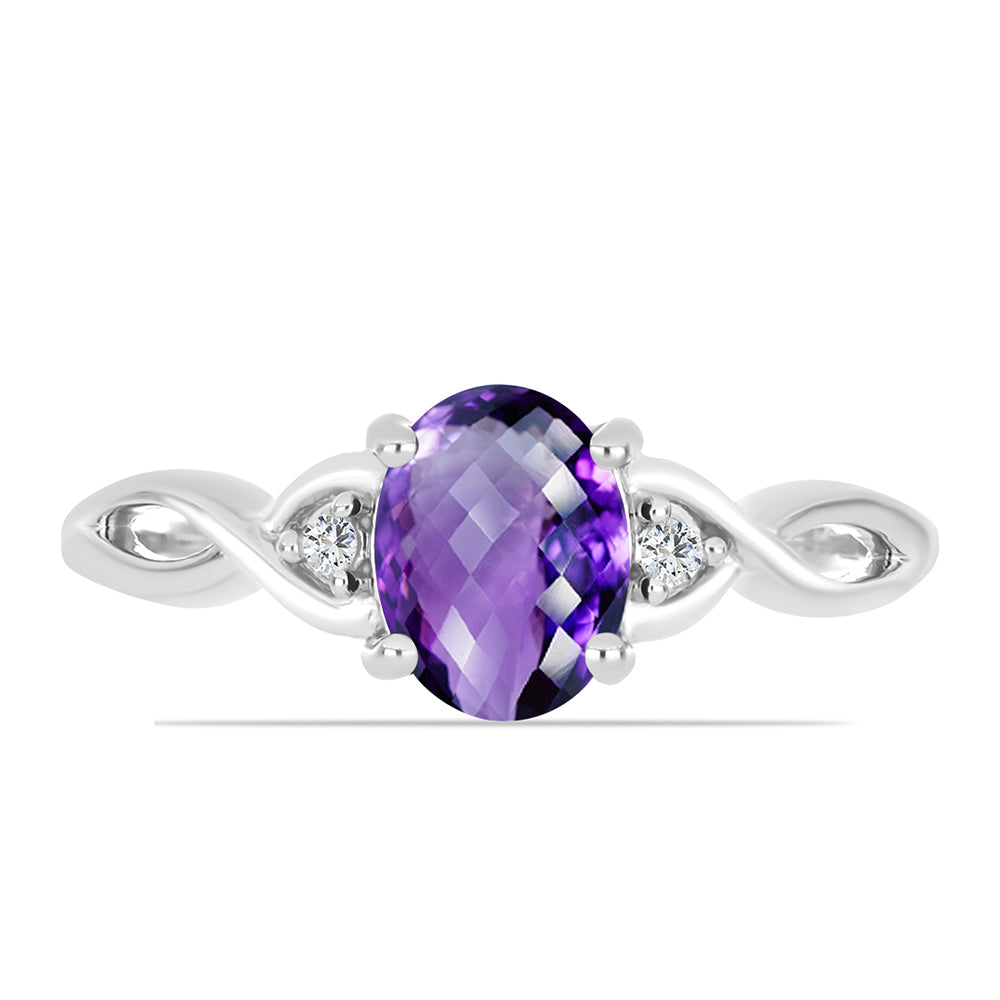 Silberring mit marokkanischem Amethyst und weißem Topas 1 