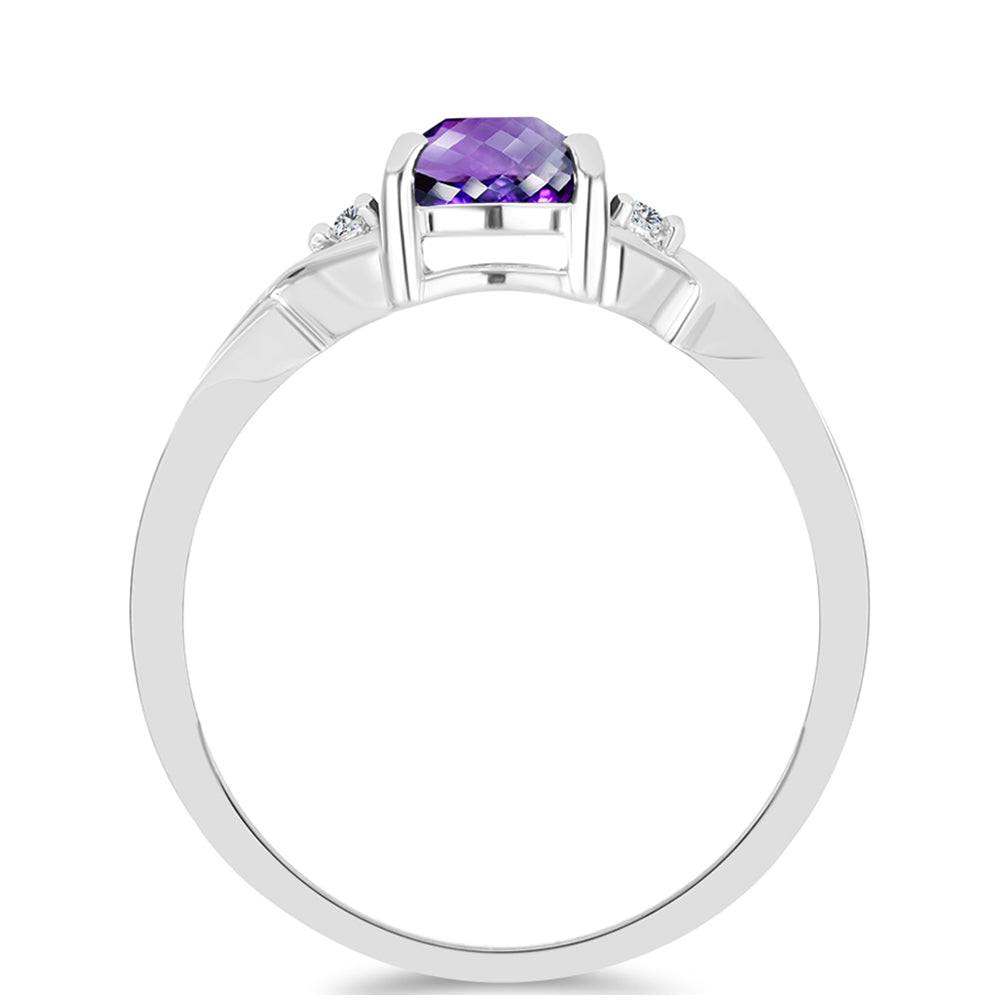 Silberring mit marokkanischem Amethyst und weißem Topas 2 