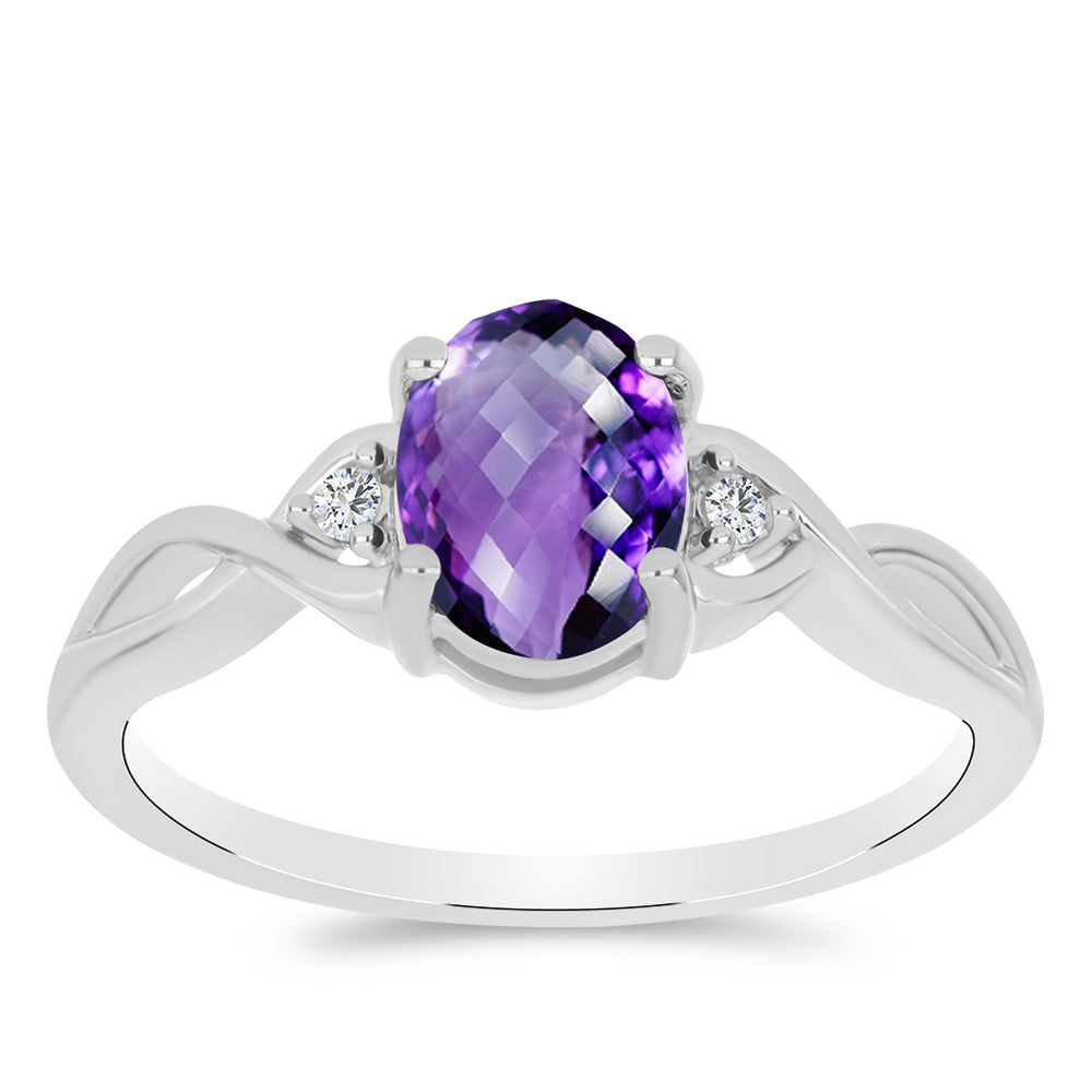Silberring mit marokkanischem Amethyst und weißem Topas 3 