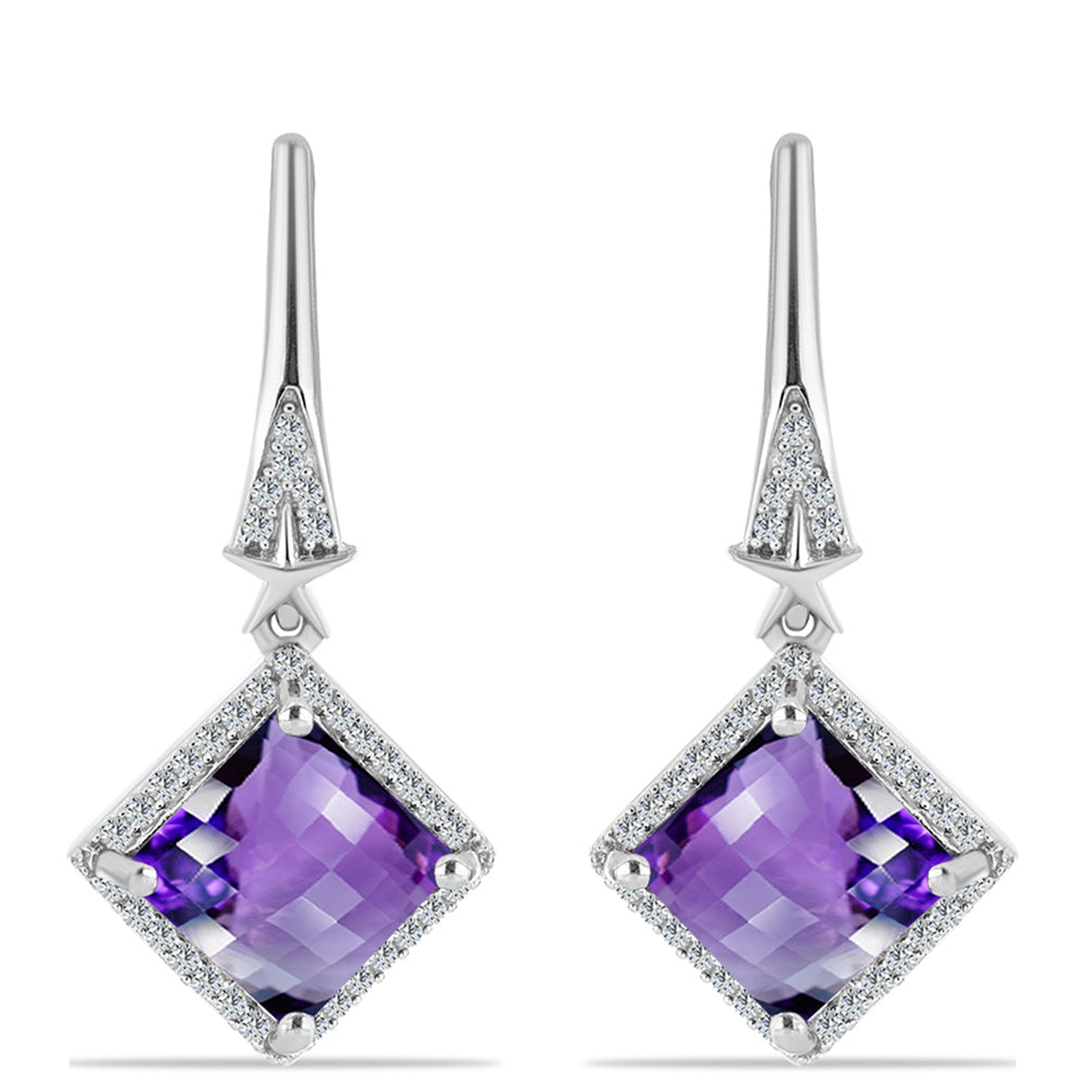 Silberohrringe mit marokkanischem Amethyst und weißem Topas 1 