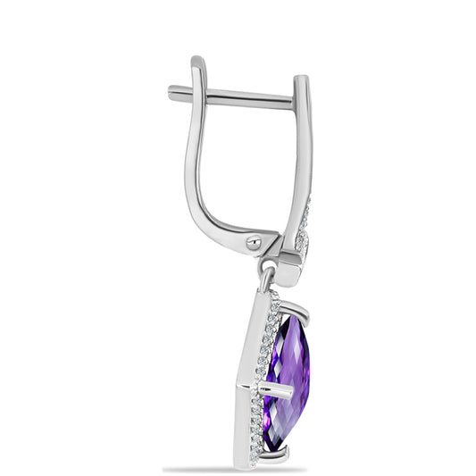 Silberohrringe mit marokkanischem Amethyst und weißem Topas