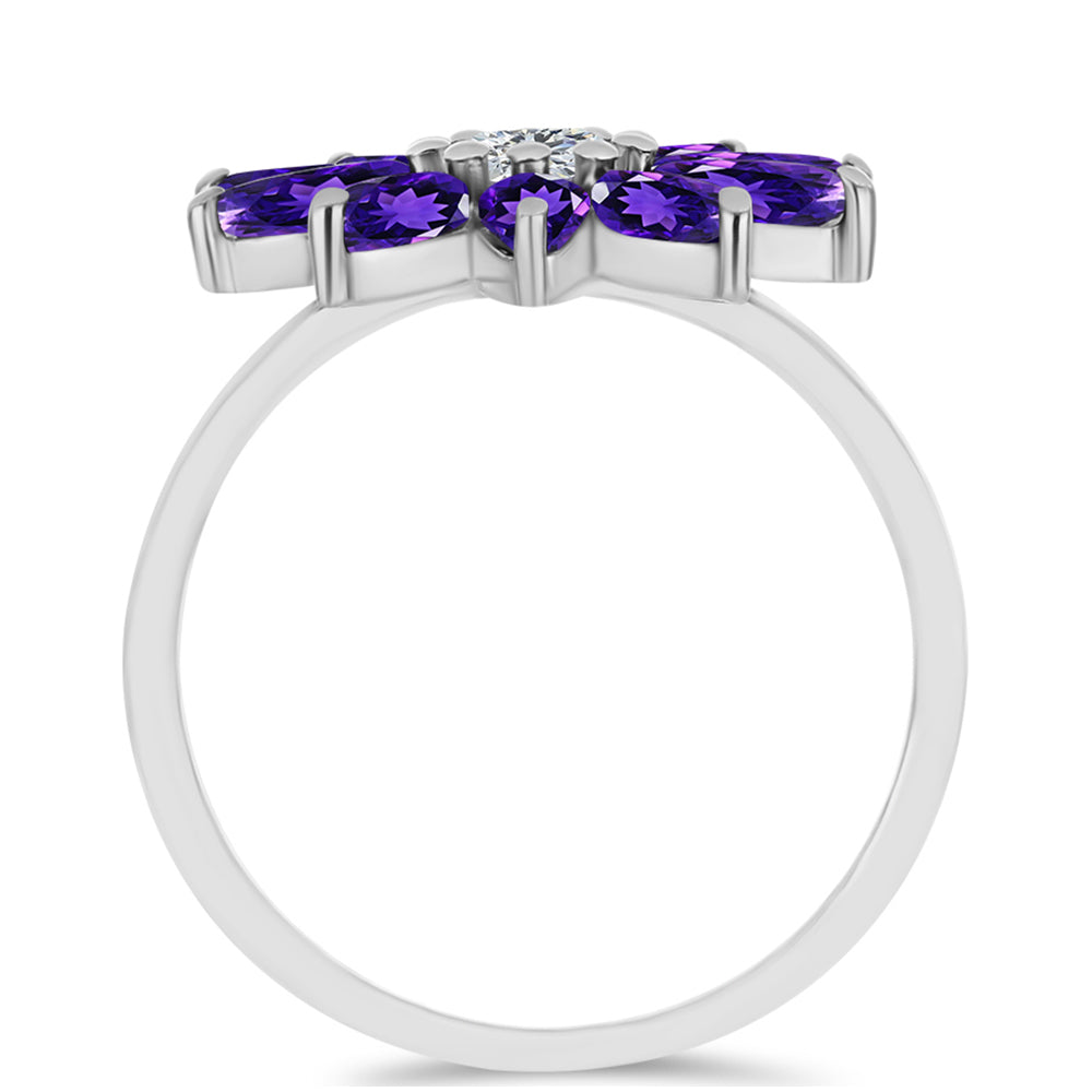 Silberring mit marokkanischem Amethyst und weißem Topas 2 