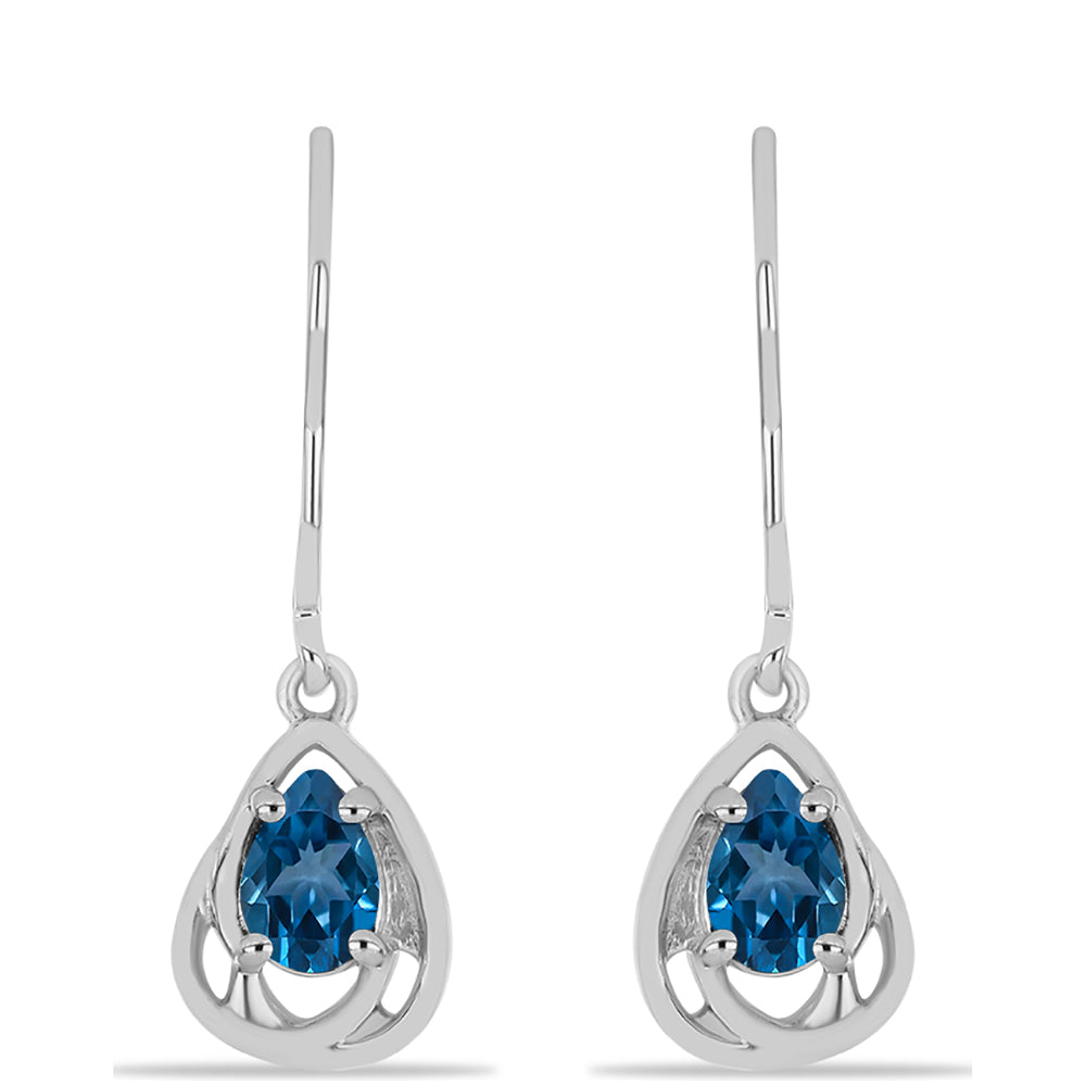 Silberohrringe mit londonblauem Topas 1 