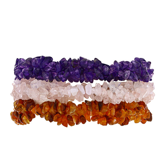 Schmuckgarnitur aus Nugget mit marokkanischem Amethyst und Karneol