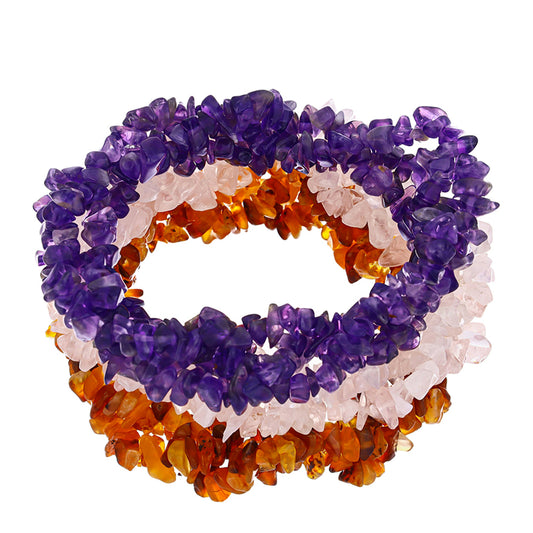 Schmuckgarnitur aus Nugget mit marokkanischem Amethyst und Karneol