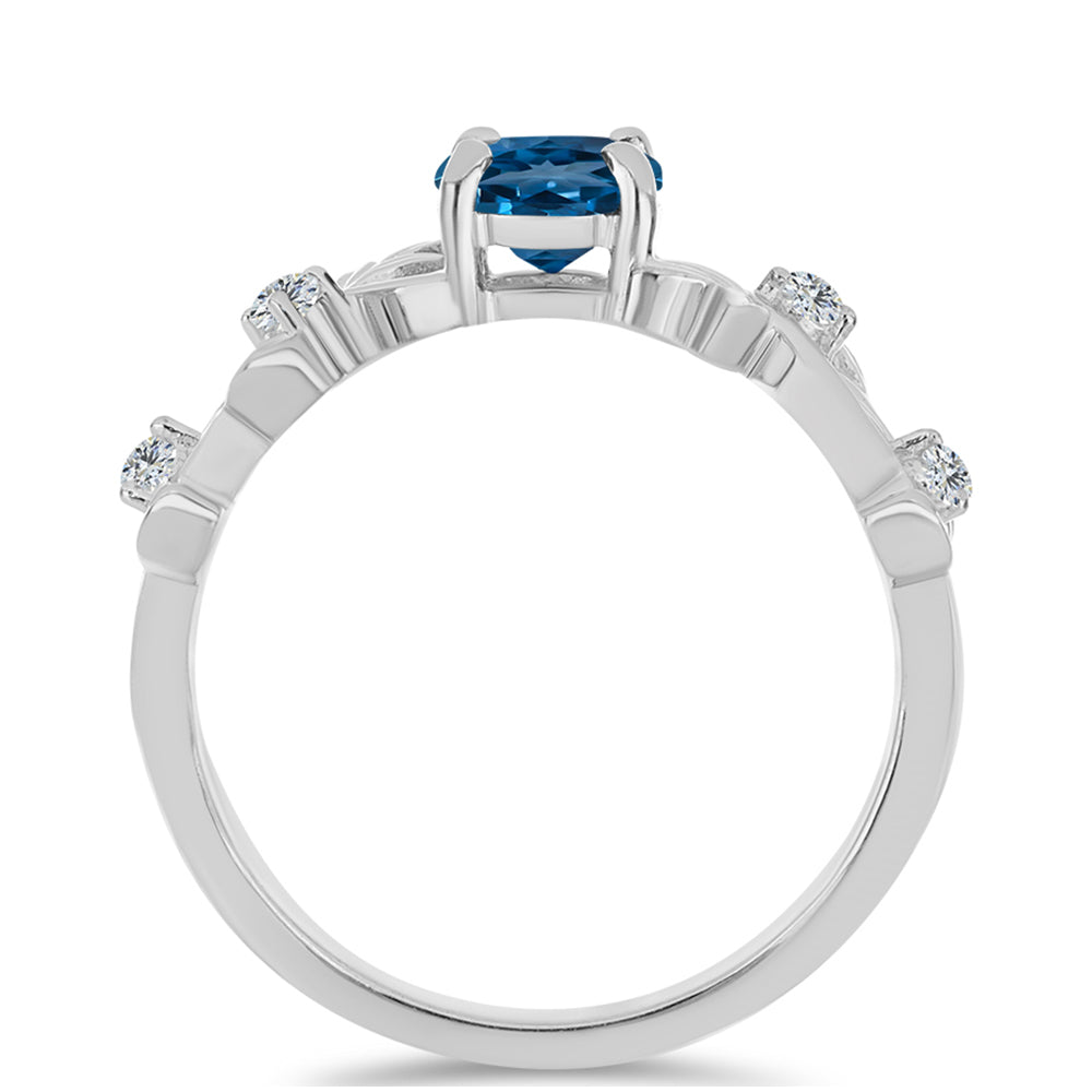 Silberring mit londonblauem Topas und weißem Topas 2 