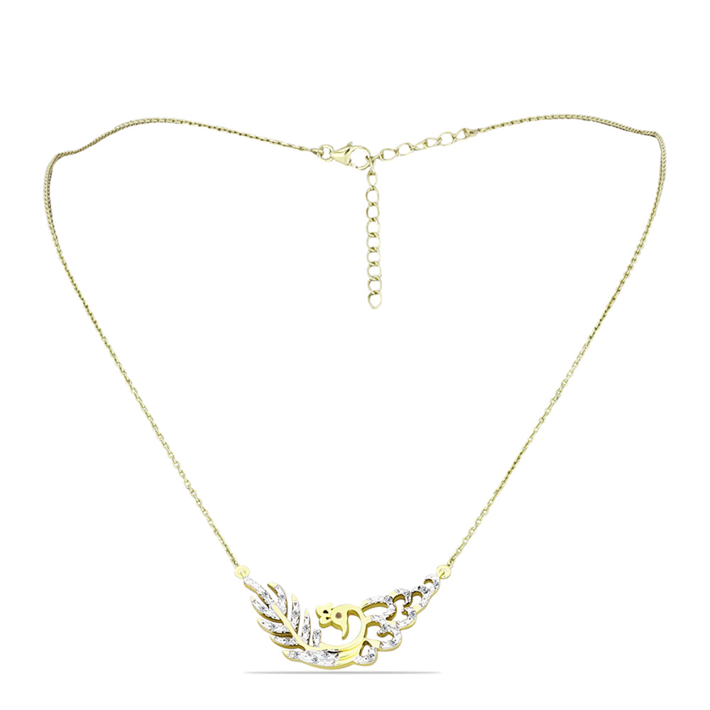 Goldplattierte Silberhalskette mit Champagner-Diamant und weißem Diamant 1 