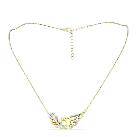 Goldplattierte Silberhalskette mit Champagner-Diamant und weißem Diamant