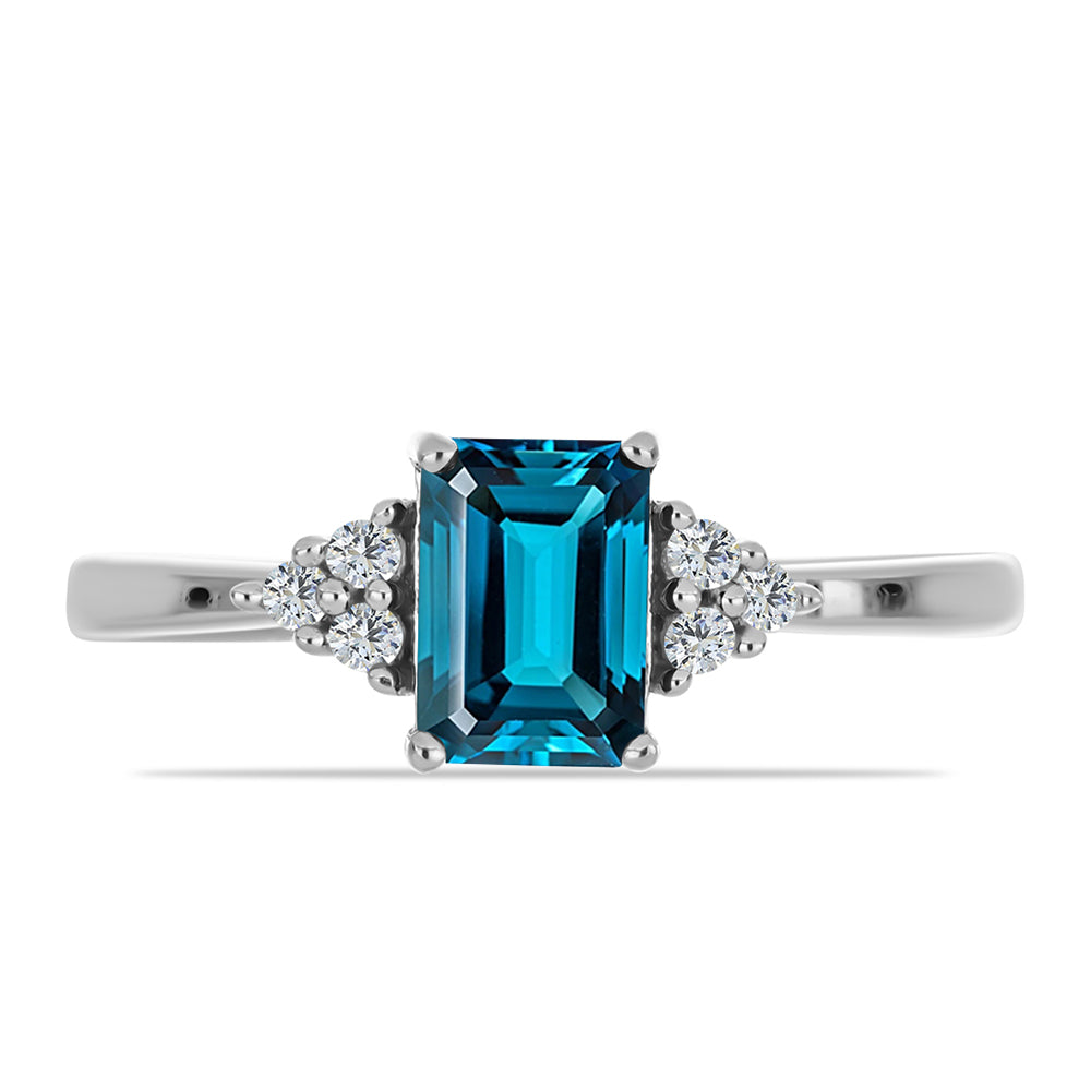 Silberring mit londonblauem Topas und weißem Topas