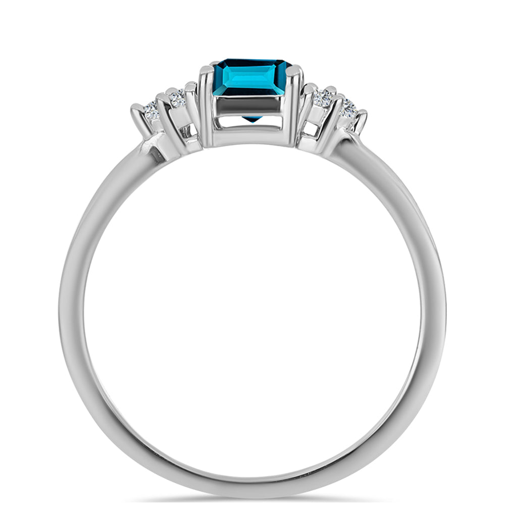 Silberring mit londonblauem Topas und weißem Topas