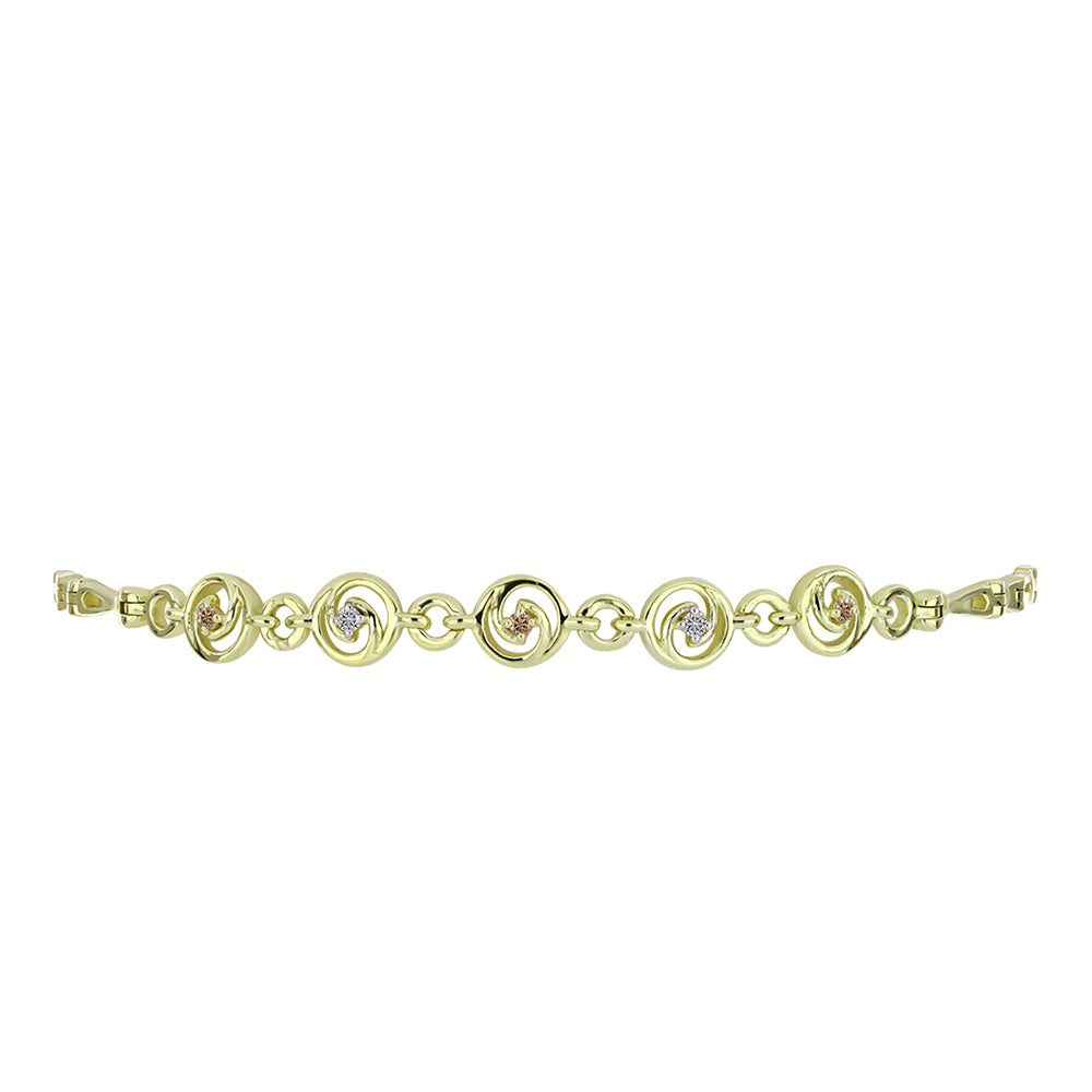 Goldplattiertes Silberarmband mit Champagner-Diamant und weißem Diamant 2 