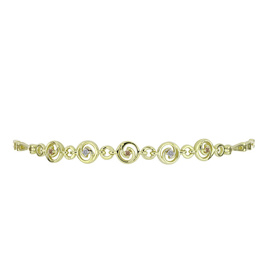 Goldplattiertes Silberarmband mit Champagner-Diamant und weißem Diamant