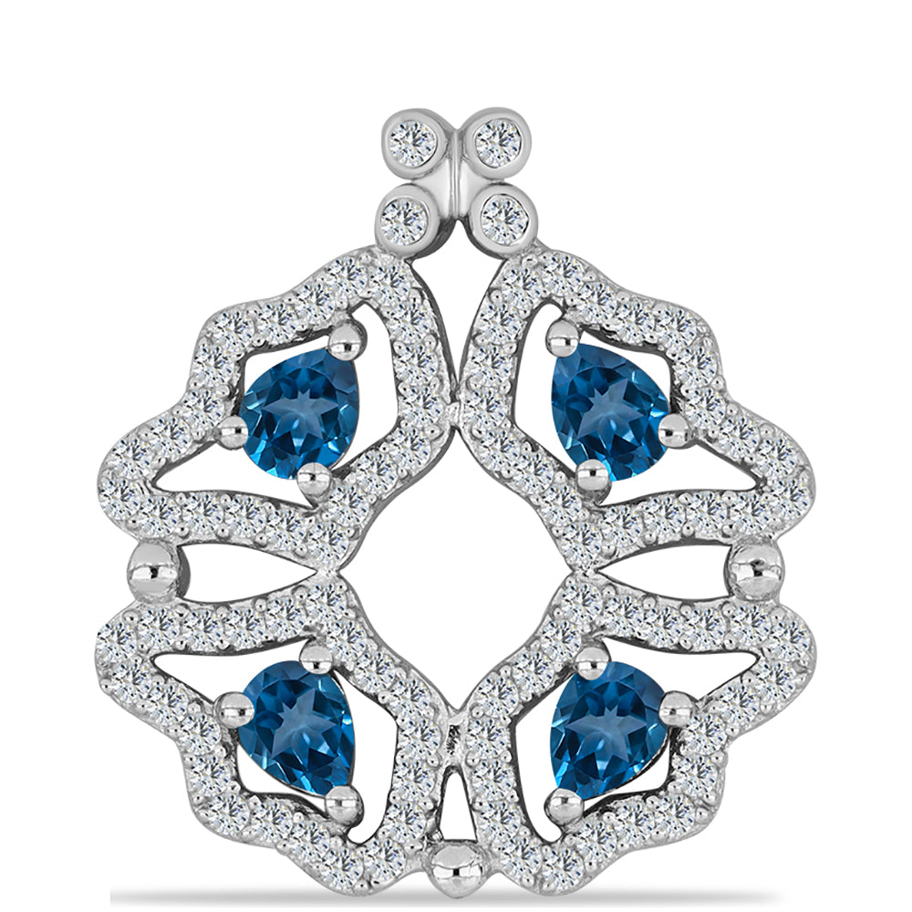 Silberanhänger mit londonblauem Topas und weißem Topas