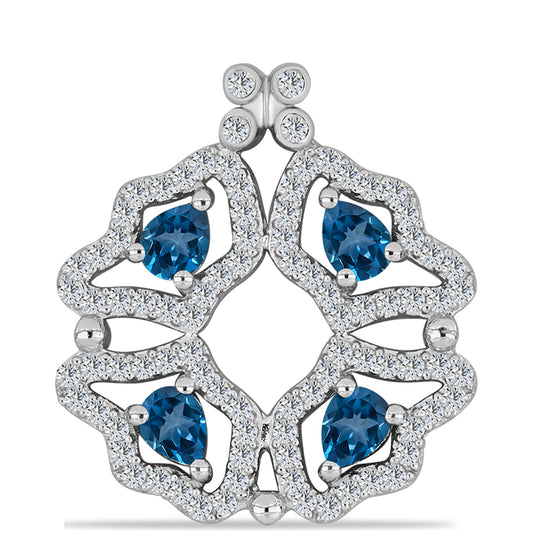 Silberanhänger mit londonblauem Topas und weißem Topas