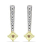 Goldplattierte Silberohrringe mit Champagner-Diamant und weißem Diamant