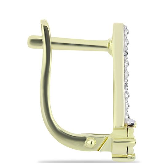 Goldplattierte Silberohrringe mit Champagner-Diamant und weißem Diamant