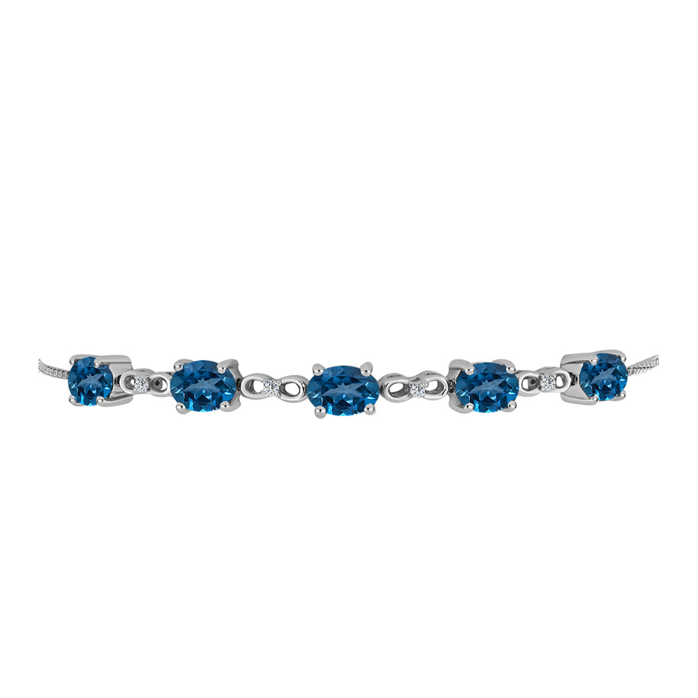 Silberarmband mit londonblauem Topas und weißem Topas 2 