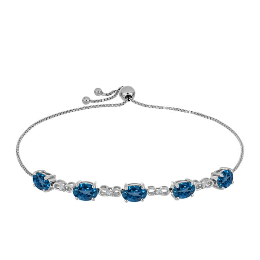 Silberarmband mit londonblauem Topas und weißem Topas