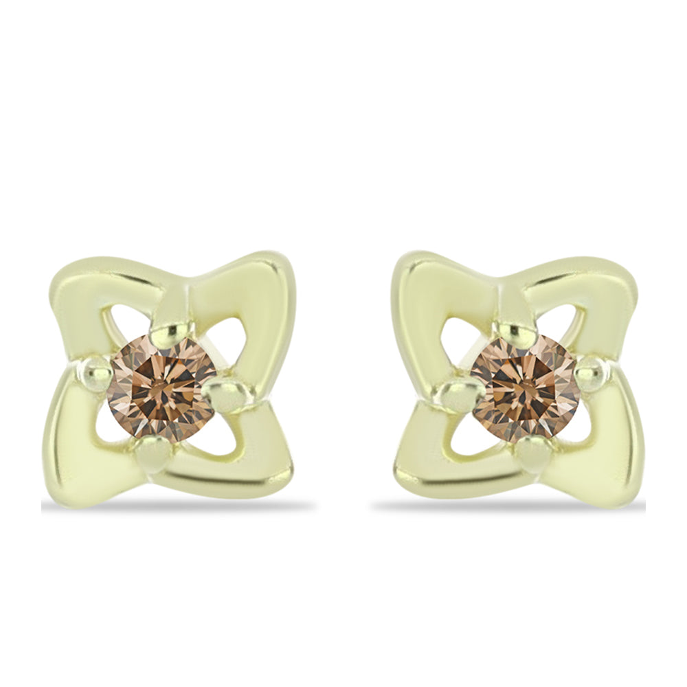 Goldplattierte Silberohrringe mit Champagner-Diamant 1 
