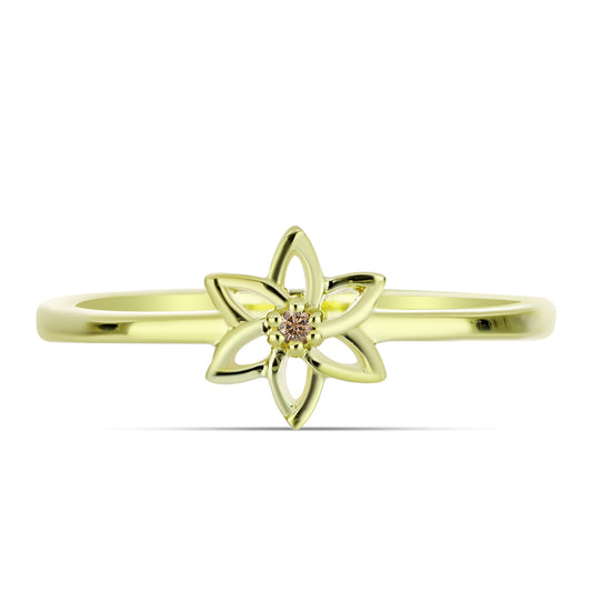 Goldplattierter Silberring mit Champagner-Diamant