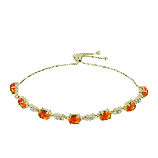 Goldplattiertes Silberarmband mit amerikanischem Feueropal und weißem Topas